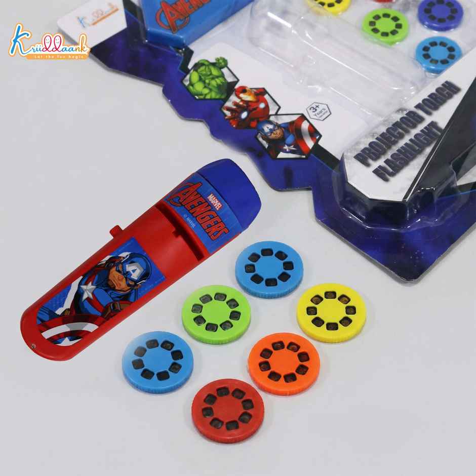 Kriiddaank Marvel Avengers Torch Toy 6 Slides Storytelling ABS Material Kids Ages 3 Plus Boys Girls