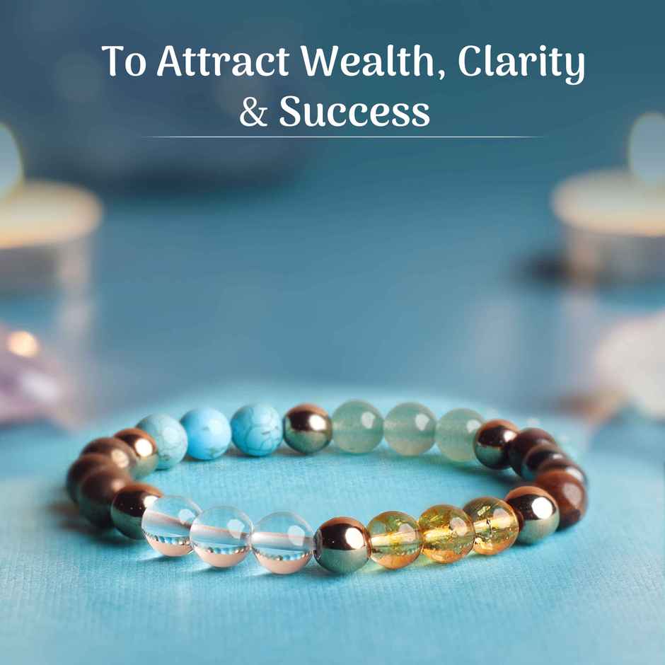 Cycle Pure Om Shanthi Dhan Yog Citrine & Aventurine Bracelet Attract Wealth | Natural Gemstones | Pack of 1 | Cycle