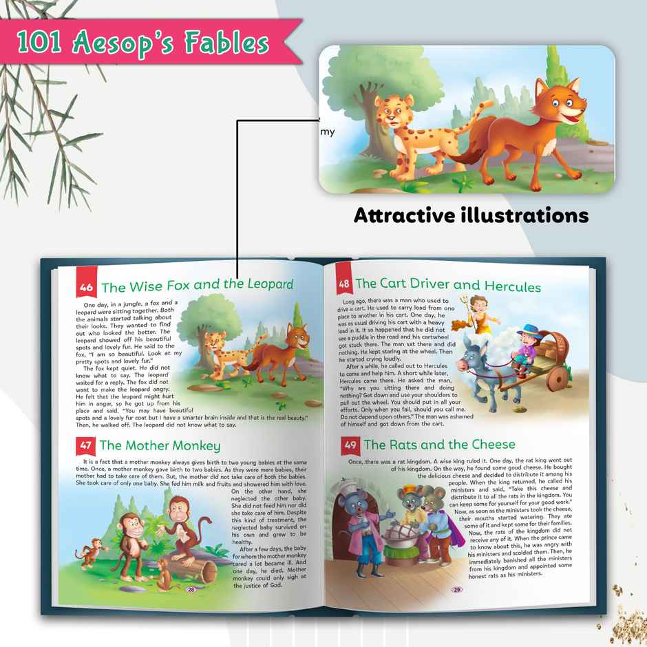 101 Aesop Fables | Ages 3-12 | Hardbound - Learning Storybook | Adventure Stories for Kids