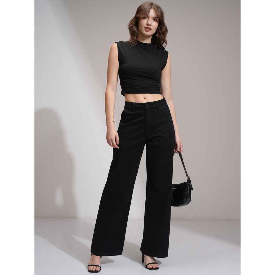 Tokyo Talkies Women's High Waist Wide Leg Trouser | Black - XL