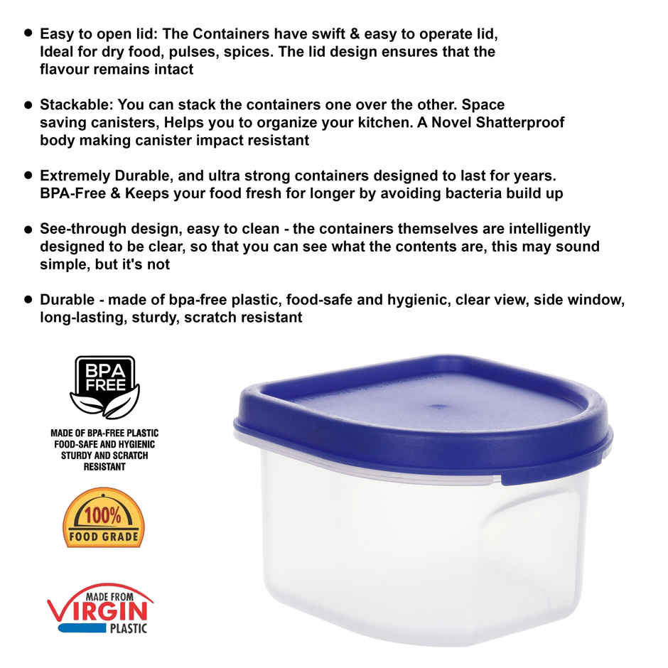 Cutting EDGE 250ml Plastic Mini Storage Containers |Modular | Set of 12 | Dark Blue | Microwave Safe