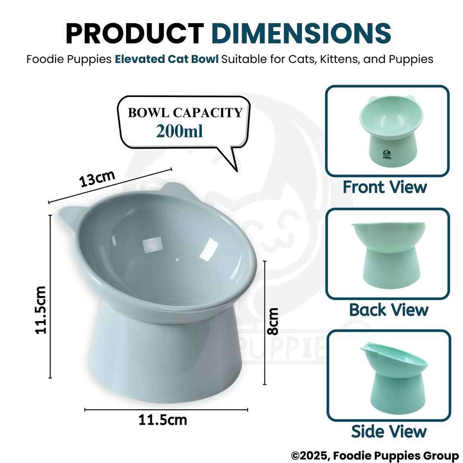 Foodie Puppies Elevated Pet Bowl 45 Degree Tilted Anti Vomiting Feeder
