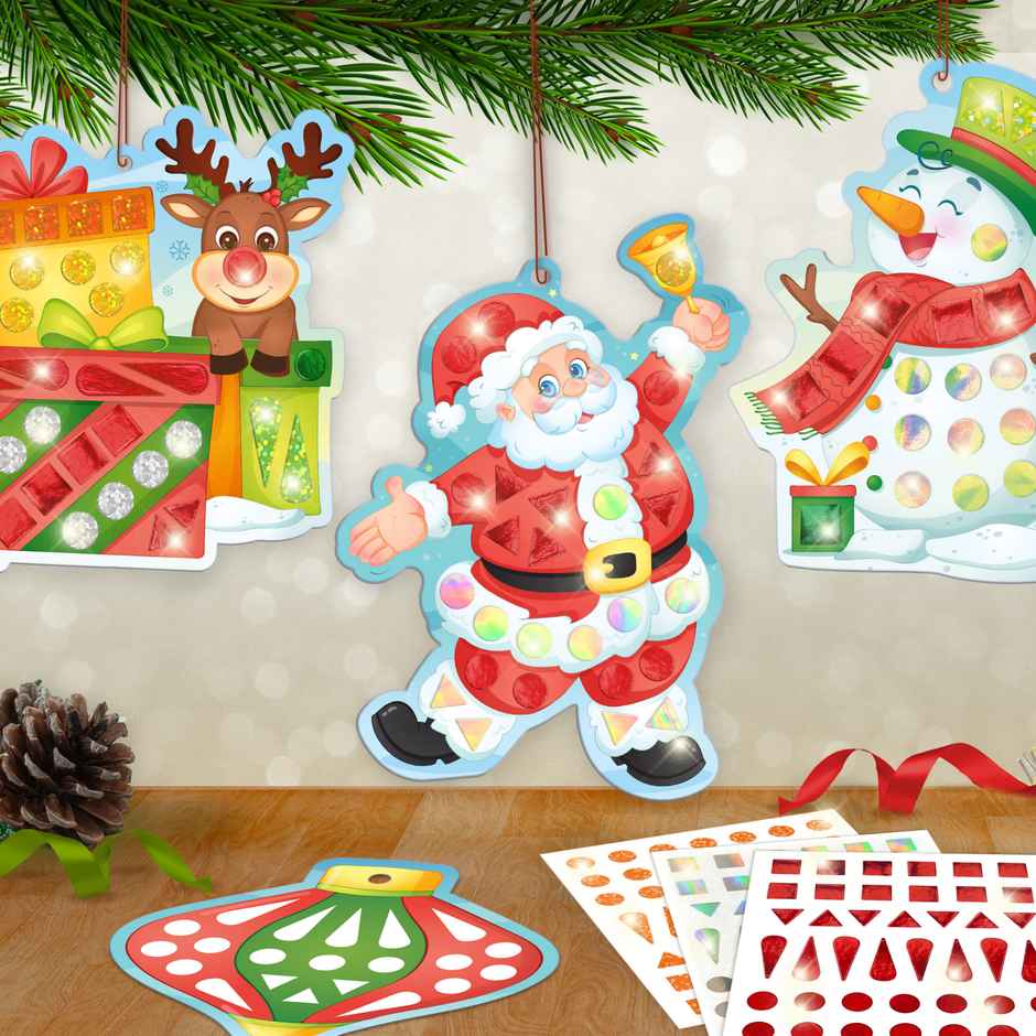 Imagimake Mirror Mosaic Christmas Ornaments Kit | 950+ Foil Stickers