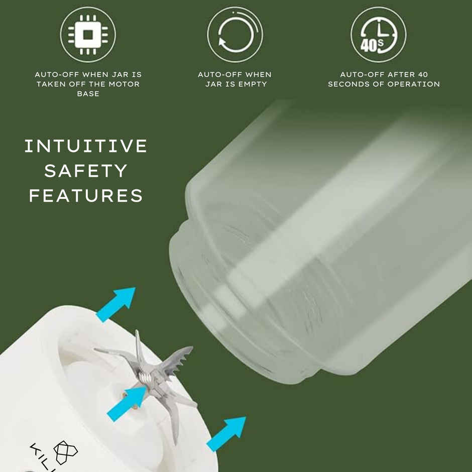 Kilig Vortex Portable Blender | 530 ml | 4000 mAh | 6Sided Blade | 22k RPM | White