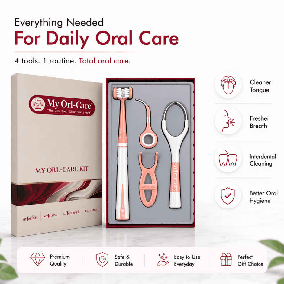 My Orl-Care Kit | 3-Sided Soft Bristle Toothbrush, Floss, Tongue Cleaner, Toothpick 