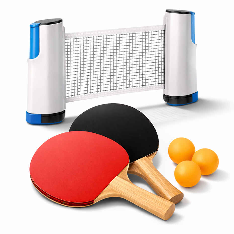 Spanker Sports Table Tennis Set with Retractable Net, 2 Bats & 3 Balls for Indoor Play