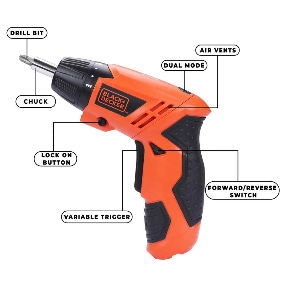 BLACK+DECKER KC4815 4.8V 200 RPM Cordless Screwdriver Set with LED Worklight, 15-Pc. Screw Bits Set