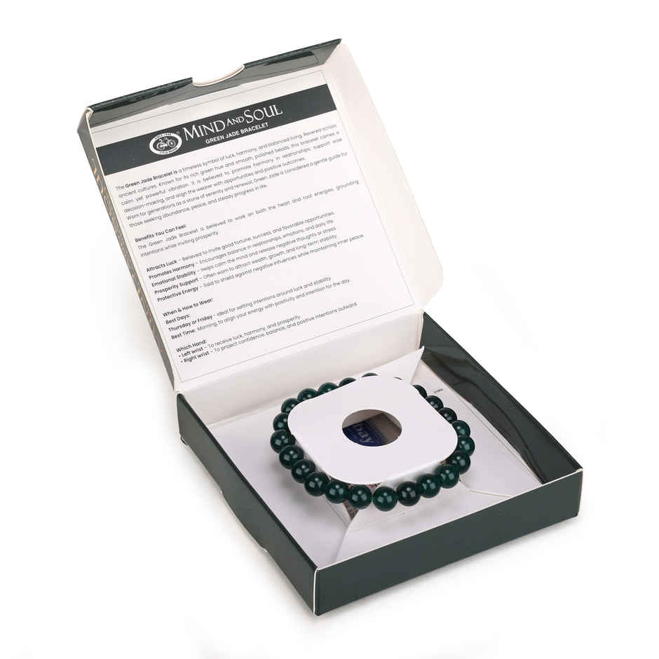 Mind and Soul Green Jade Bracelet for Luck & Prosperity | Natural Gemstones | Pack of 1 | Cycle