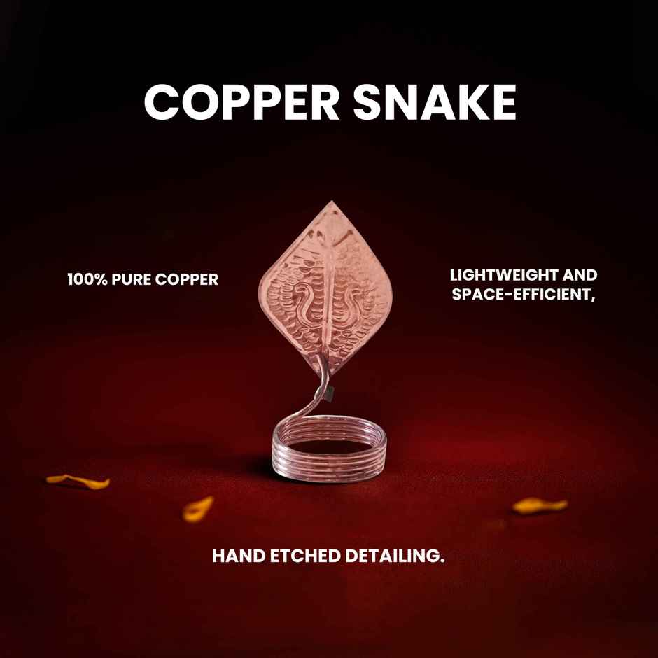 Copper Snake - 3 inch | Solid & Well-Defined for Home or Temple | Svasti