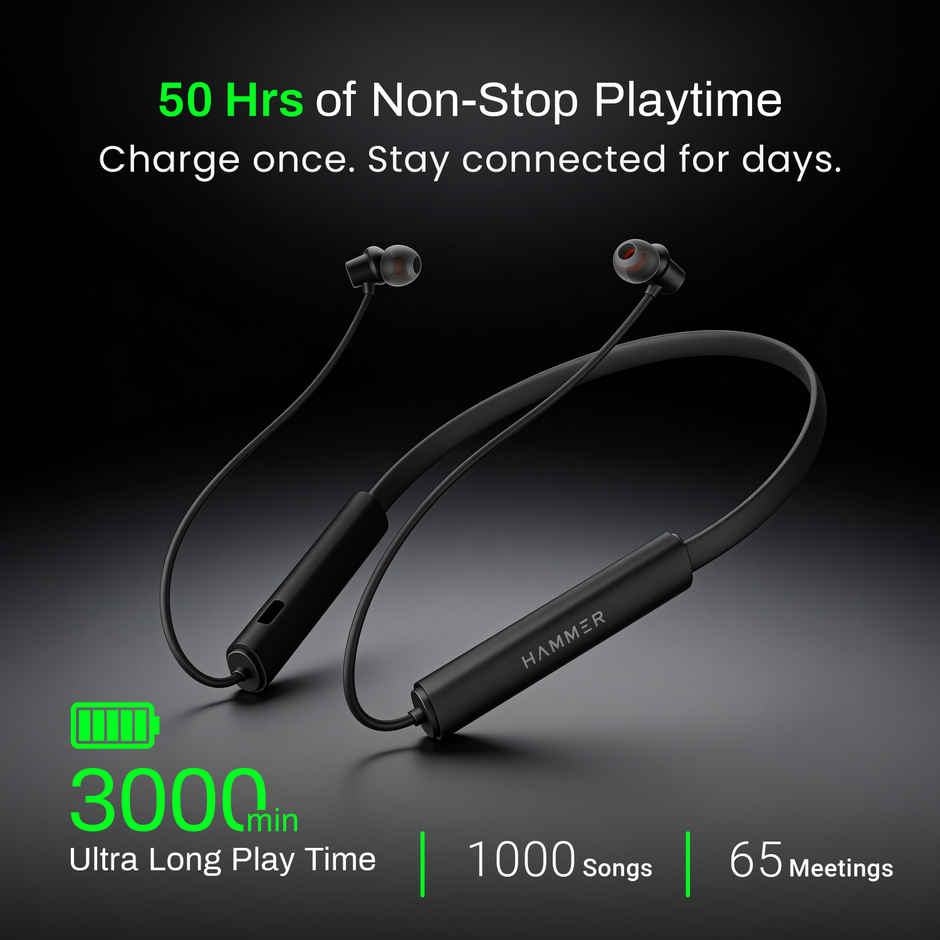 Hammer Splendor 2 Wireless Neckband BT v6.0 | 50H Playtime | ENC | 10mm Drivers