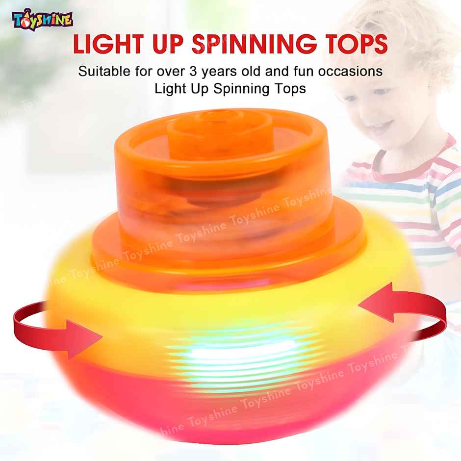 Toyshine Light-Up Musical Spin Top with LED Glow and Sound Effects, Model D (Colour May Vary)