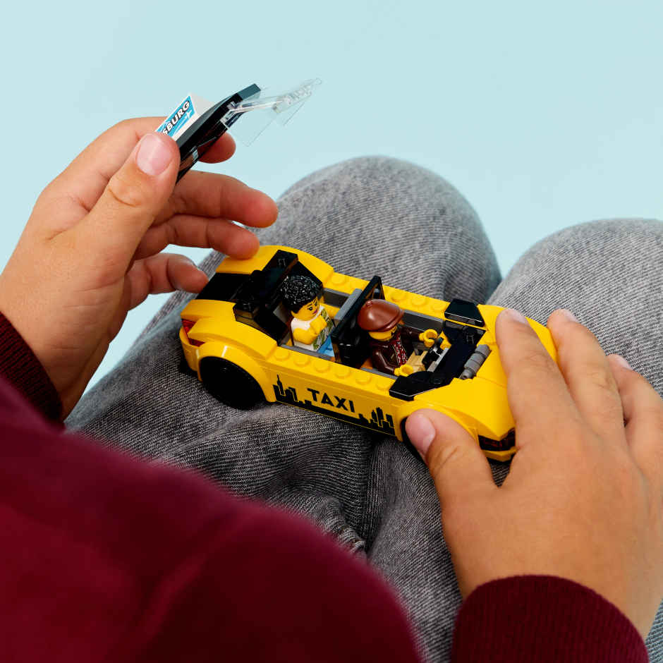 LEGO City Yellow Taxi Model Car Kit with 2 Minifigures 60487