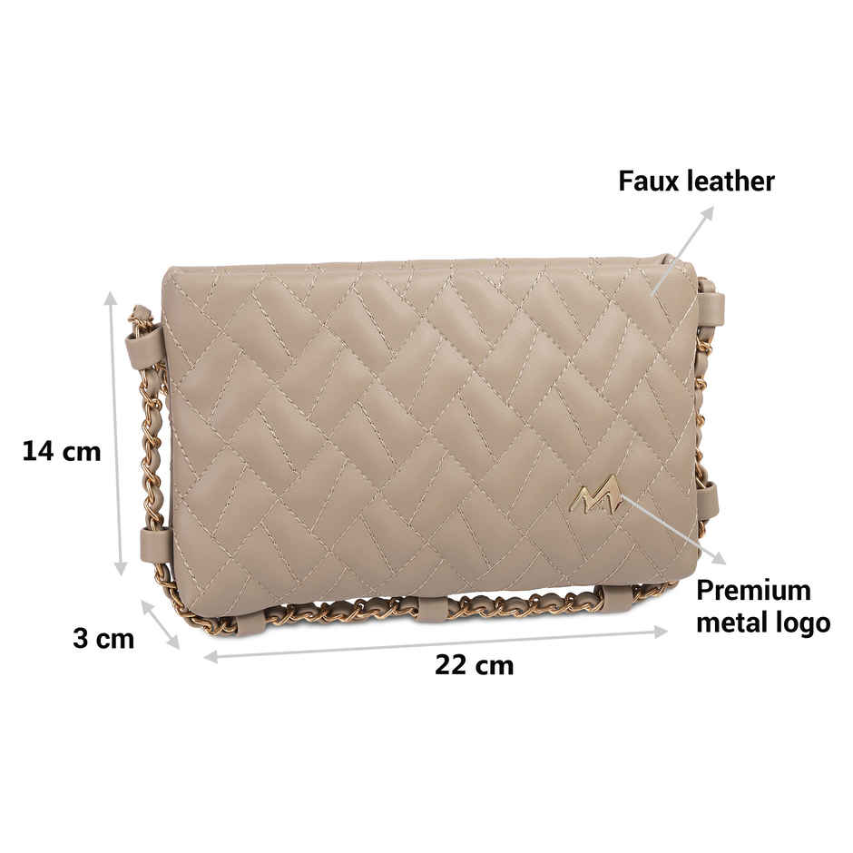 Metro Beige Synthetic Sling Bag for Women | 66-325-20