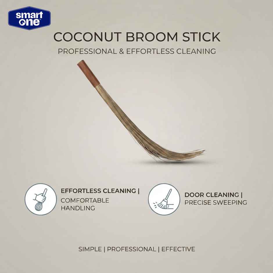 Smart One-Brown- Coco Natural Broom, 38 Inch length, 390 gm