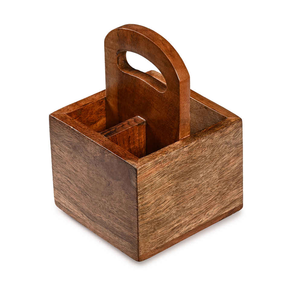 Estoria Collective Acacia Wooden Cutlery Holder 3 Partition