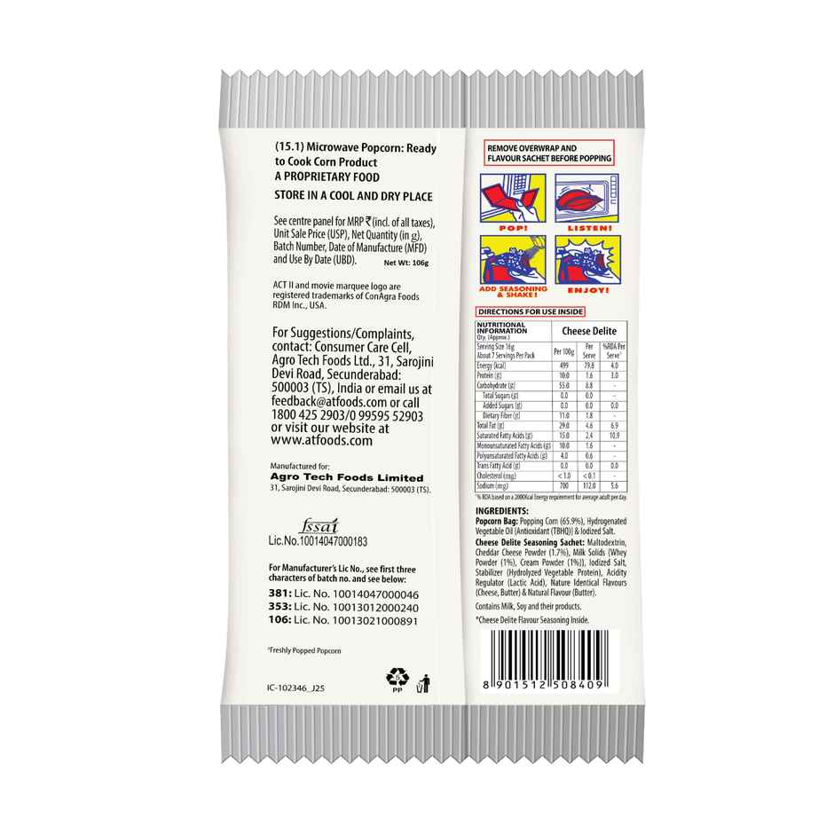 ACT II Microwave Popcorn | Cheese Delite, Hot & Fresh in 3 mins