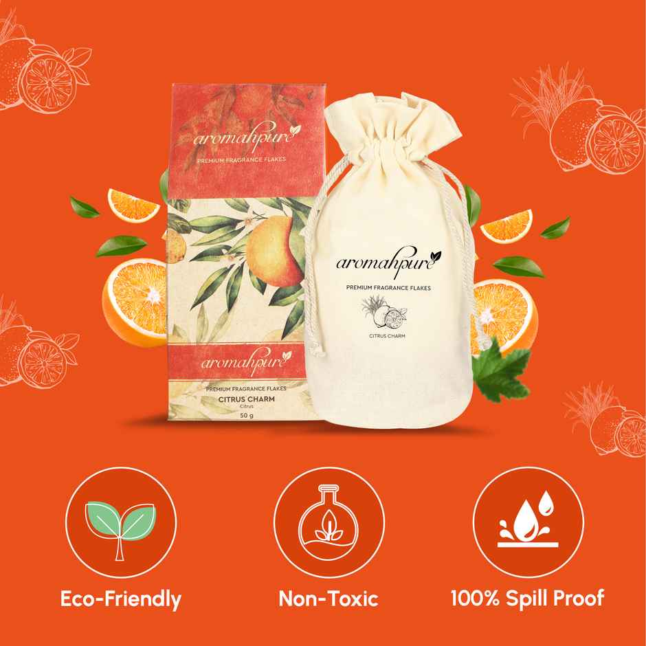 Aromahpure Car Fragrance Flakes | Citrus Orange & Lemon | Last Upto 30 days