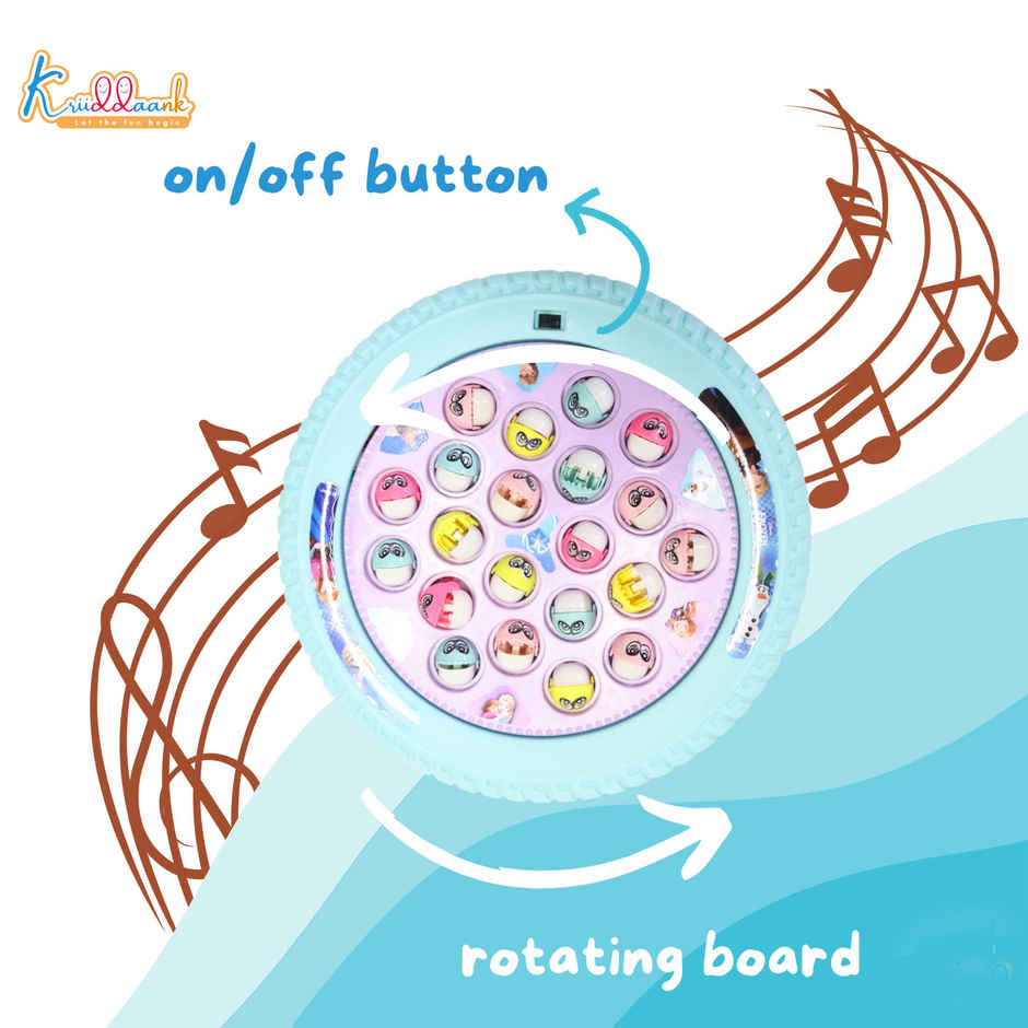 Kriiddaank Disney Frozen Musical Fishing Game with 21 Fishes 4 Rods and Rotating Catching Board