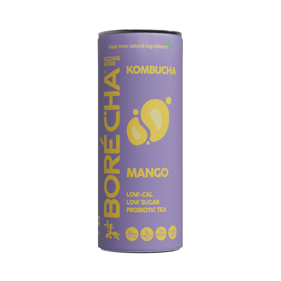 Borecha Mango Low Sugar Probiotic Kombucha