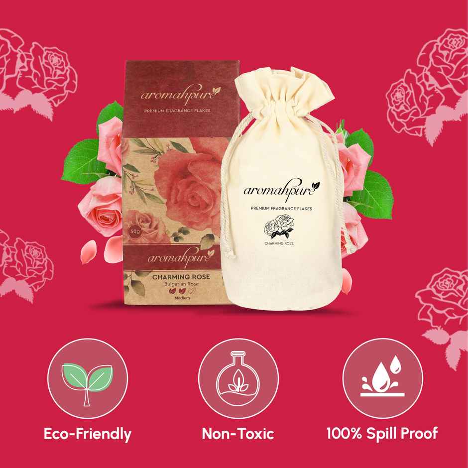 Aromahpure Premium Car Perfume Flakes | Charming Rose-Bulgarian Rose| Last Upto 30 days