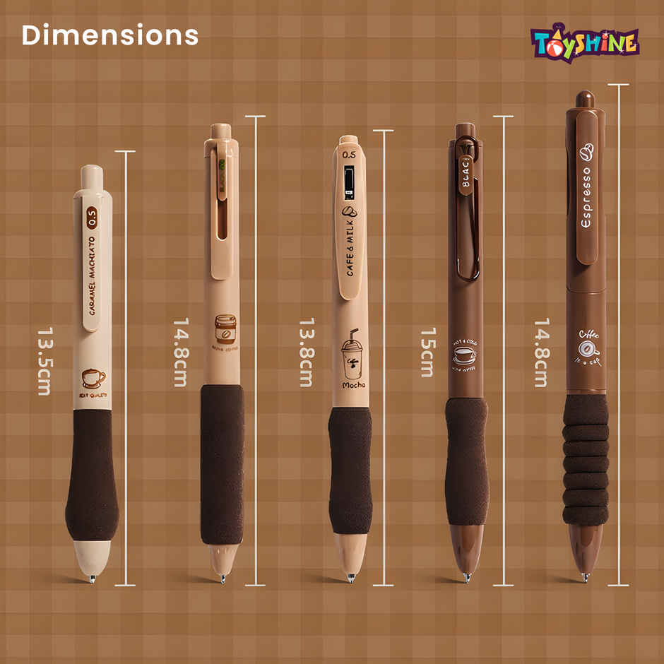 Toyshine Coffee Theme 0.5mm Blue Ink Gel Pens | Retractable Quick Dry Pens