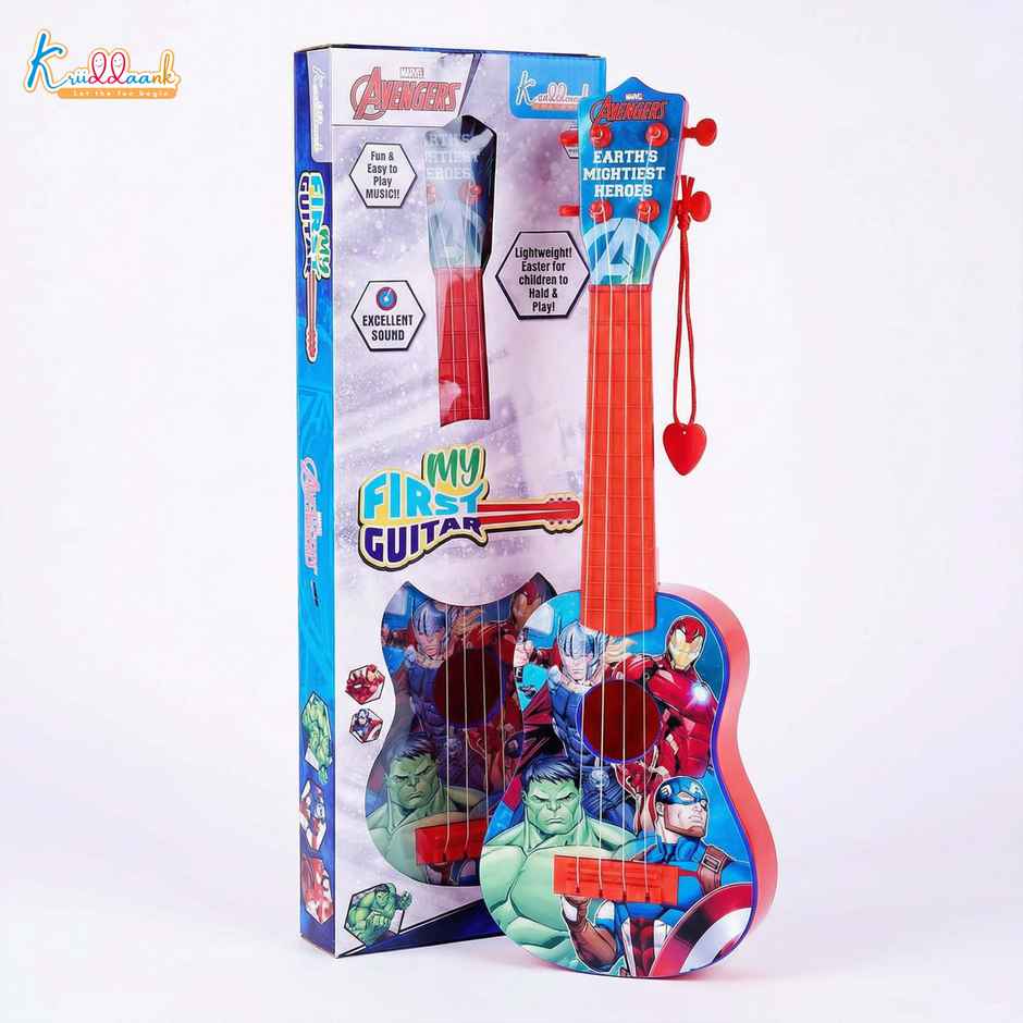 Kriiddaank Marvel Avengers Big Guitar, 4 Strings 23 Inch; 58 cm, Music Learning and Development  Toy