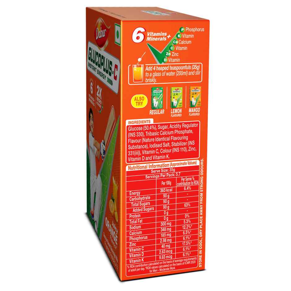 Dabur Glucoplus-C Orange Instant Energy Glucose Powder