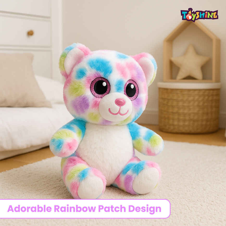 Spanker Multicolor Teddy Soft Toy Plush Bear with Glitter Eyes for Kids | 20 cm
