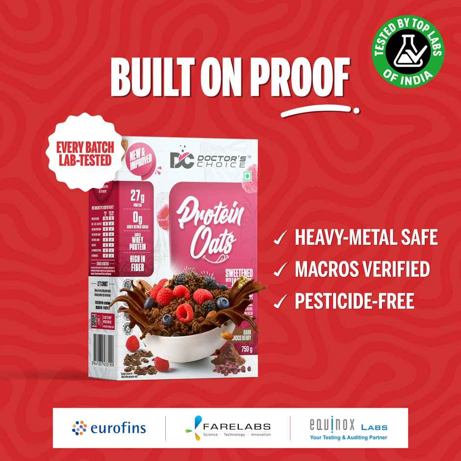 DOCTOR'S Choice Protein Oats, 27g Pure Protein, Jaggery Sweetened, No Additives & Refined Sugar Box