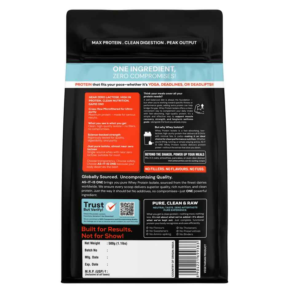 AS-IT-IS ONE Whey Protein Isolate 500g | Unflavoured