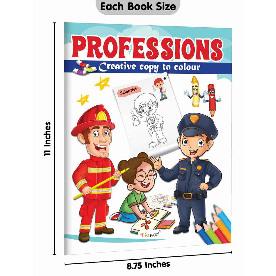 Professions | Cars and Robot - Creative Copy to Colour Book - Kids Colouring Book | Combo of 3