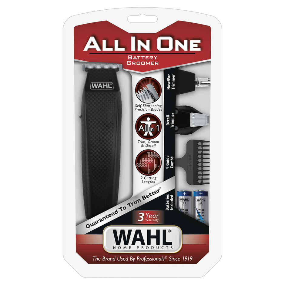 All-In-One Trimmer for Men | For Beard, Body, Nose & Ear | 1.5 hours Runtime | Stainless Steel Blade | 9 Cutting Lengths | Black