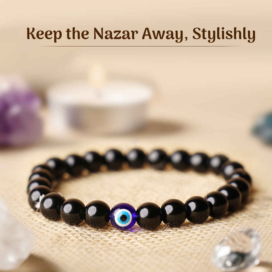 Cycle Pure Om Shanthi Blue Quartz Evil Eye Bracelet Protection From Negativity