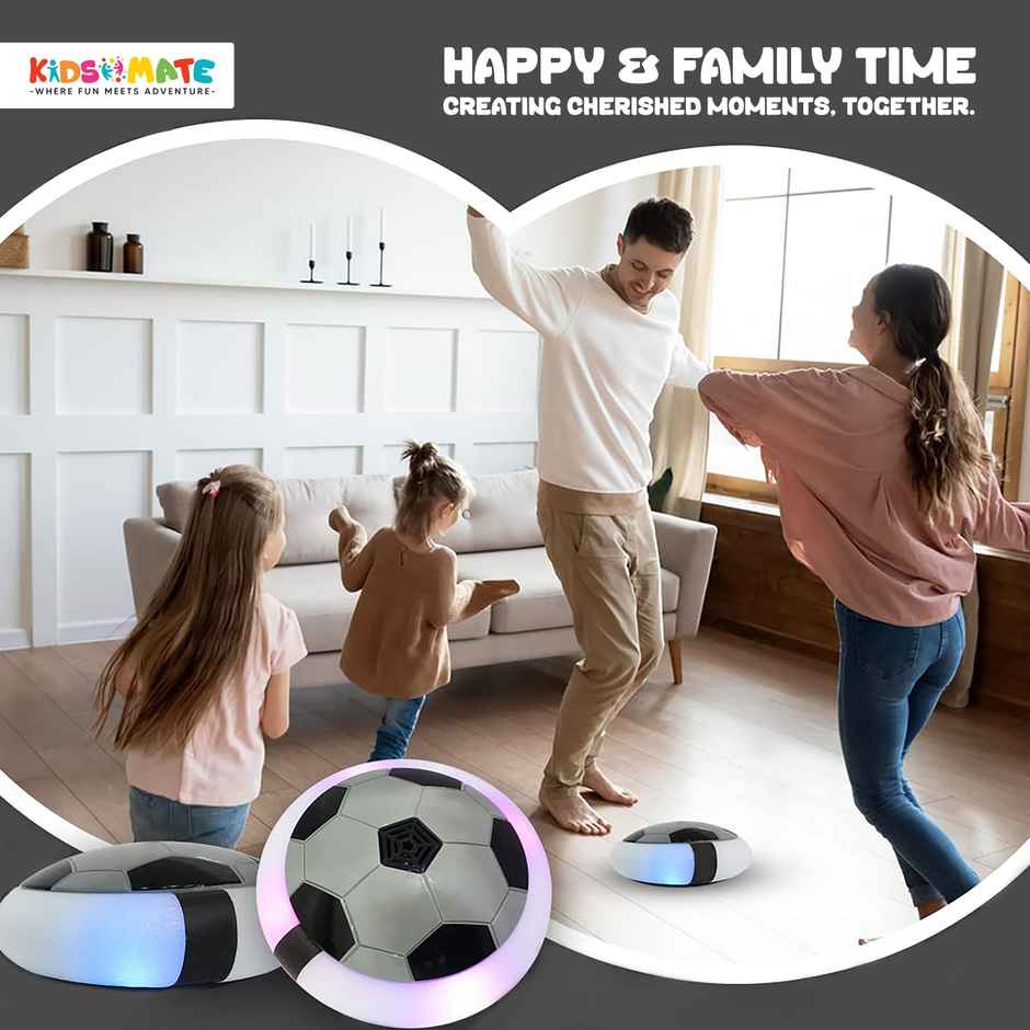 Kidsmate Hover Football with LED Lights & Foam Bumper - Indoor Soccer Toy - Grey