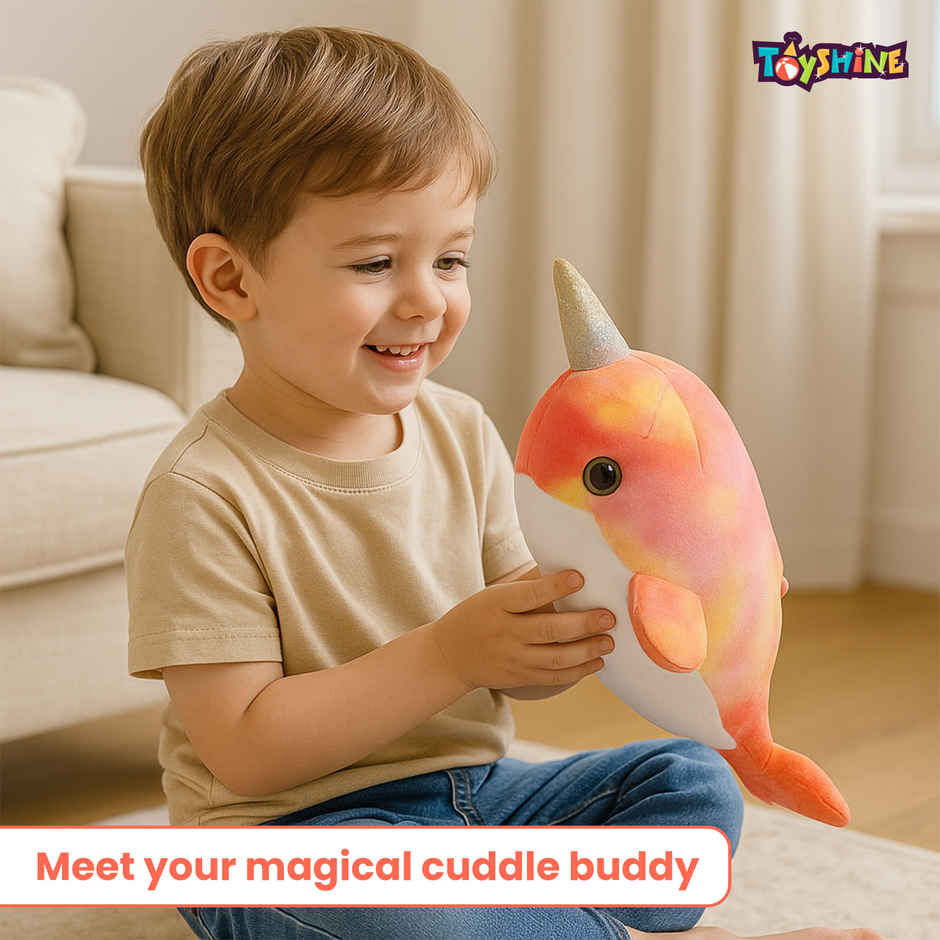 Spanker Whale Soft Toy | Cute Plush with Soft Horn | Tie Dye - 27 cm