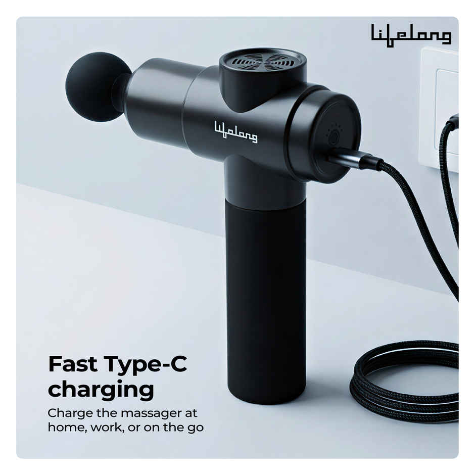 Lifelong Percussion Massage Gun | Full Body Pain Relief | Rechargeable | 6 Heads | Portable