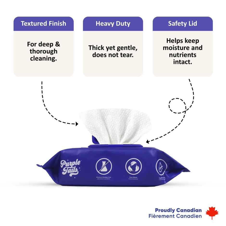 Purple Tails Plant Based Dog Wipes | Unscented | 100 Pulls Per Pack