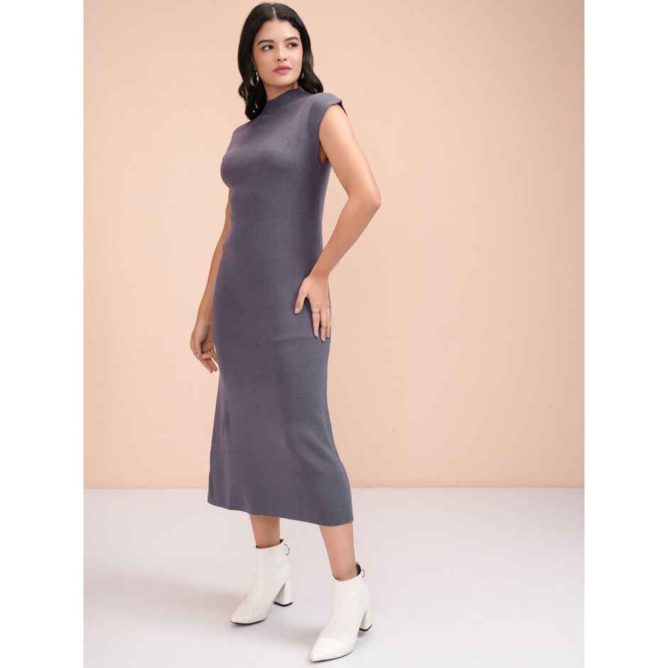 Tokyo Talkies Women's Solid Bodycon Sweater Dress | Purple - S