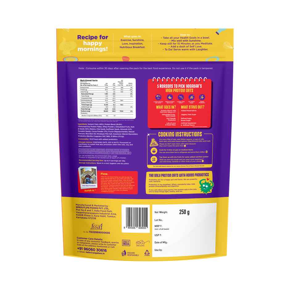 Yoga Bar 26g High Protein Oats | Dark Chocolate | No Added Sugar