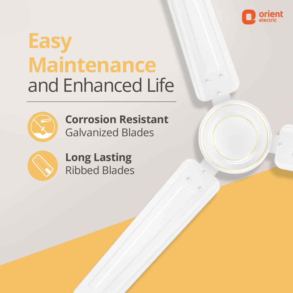Orient Electric Apex-FX Ceiling Fan, 50 Watts, 1200mm/48 Inches, Efficient Fan| Rust Resistant | Strong and Powerful Motor - White