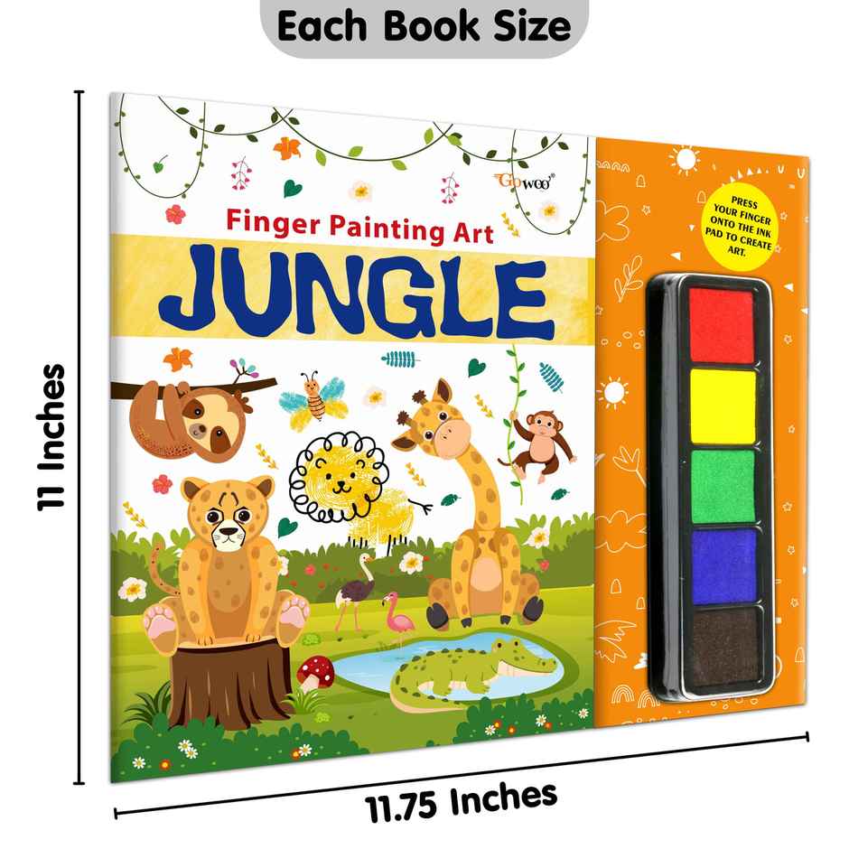 Jungle - Fingerpainting & Colouring Art - Activity Book for Children | Ages 4-9 With Thumbprint Art