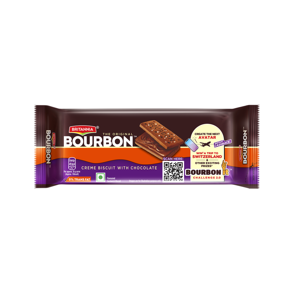Britannia The Original Bourbon - Creme Biscuit with Chocolate | Chocolatey Indulgence in every layer