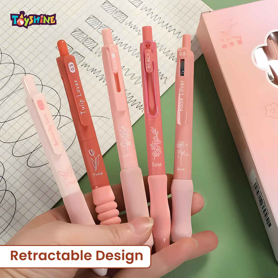 Toyshine 0.5mm Gel Pen | Soft Grip Smooth Writing Pens | Pink