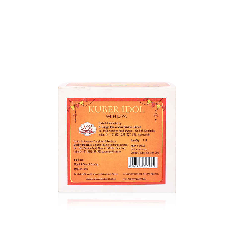 Pure Brass Kuber Idol with Diya for Mandir, Spiritual Worship & Festive Use | Cycle