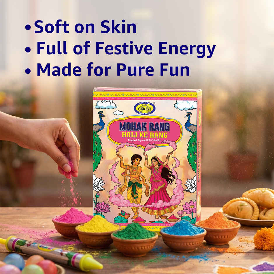 Mohak Rang Holi Ke Rang Assorted Regular Holi Colour Box | 5 x 75 g | Cycle