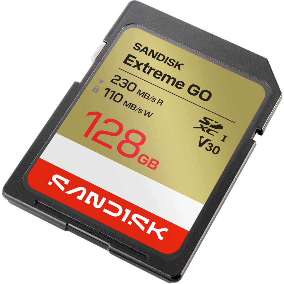 SanDisk Extreme Go SD Card | 128 GB | 230 MB/s Read | 110 MB/s Write | 4K | DSLR & Mirrorless Support