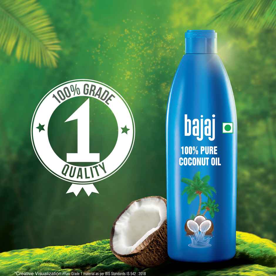 Bajaj 100% Pure Coconut Oil | Made with Premium Grade 1 Quality Coconuts