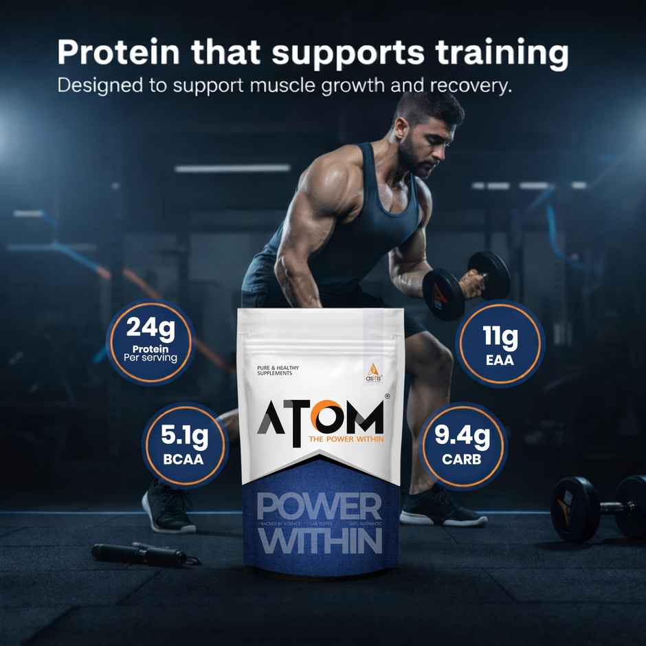AS-IT-IS ATOM PWR Whey XL Protein Powder with DigeZyme 1kg | Double Rich Chocolate