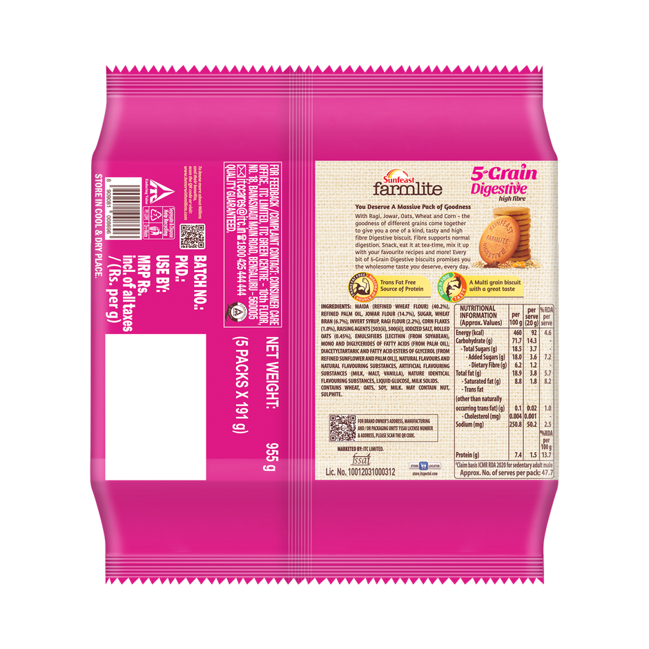 5 Grain Digestive Biscuit by Sunfeast Farmlite Combo