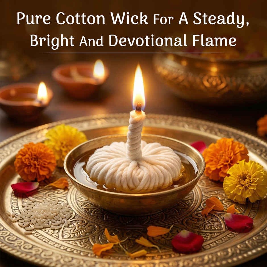 Navin 365 Cotton Wicks | White Diya Wicks for Oil Lamp | Deepam & Daily Pooja Use | House of Cycle